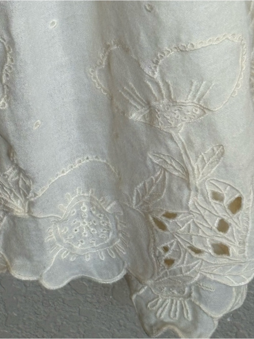 Gudrun Sjödén Ivory Cotton Embroidered Midi Dress Large Boho - Picture 5 of 6